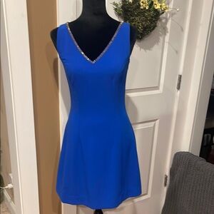 Lily Pulitzer Monica sapphire blue dress with beaded neck size 4